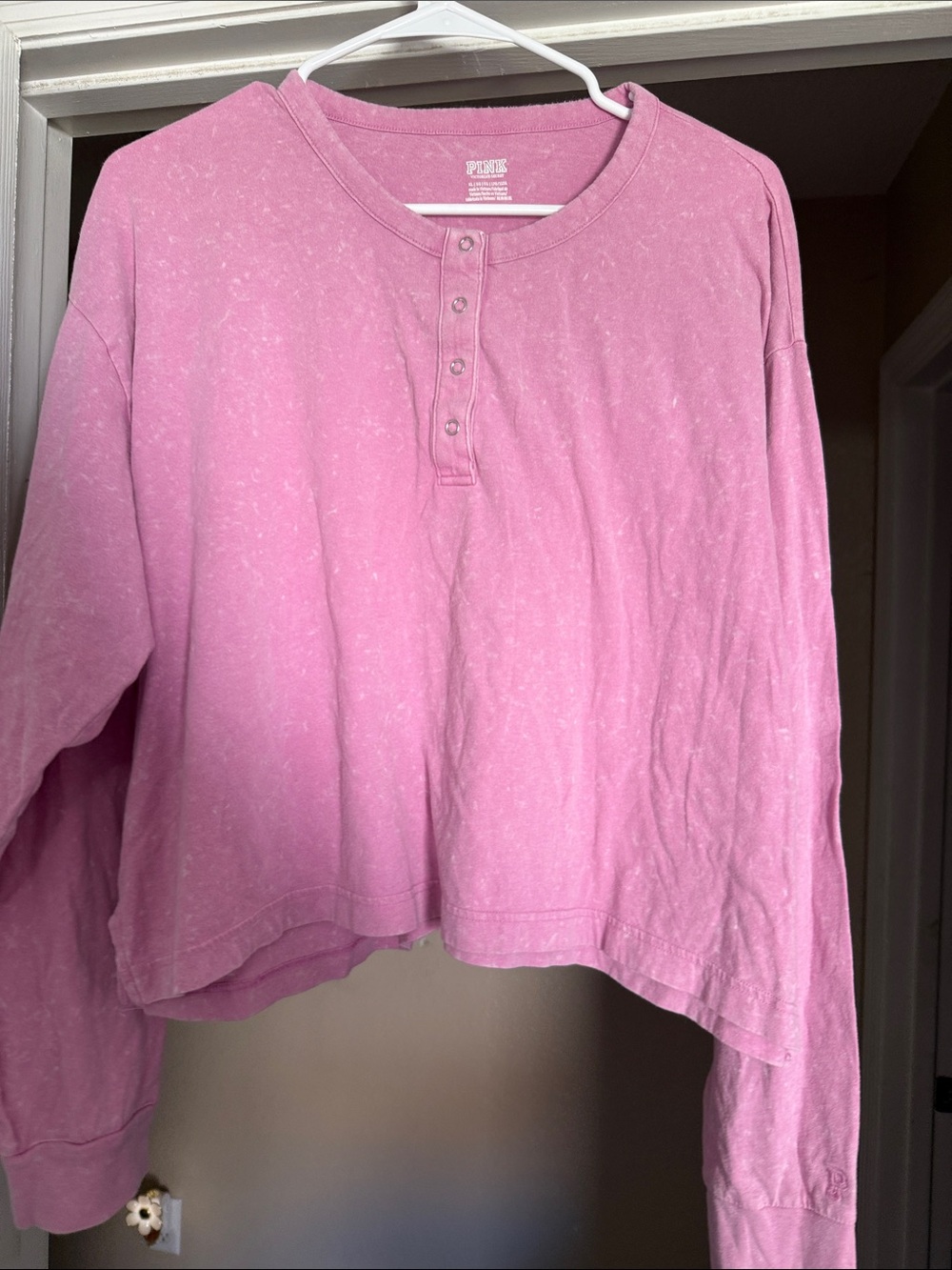 PINK Victoria's Secret Washed Pink Henley Top